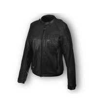 Jaqueta De Couro Perfurado Feminina Preto Harley-Davidson Tamanho Gg