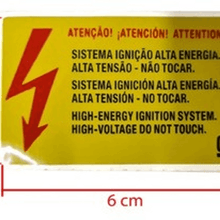 Etiqueta amarela tensão motor