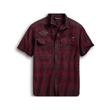 Camisa De Algodao Masculino Xadrez Vinho Harley-Davidson